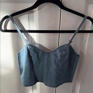 Express Denim Blue Crop Top